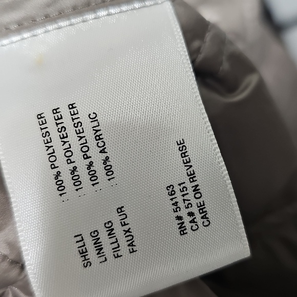 Kenneth Cole Puffer‎ Tan Jacket with Faux Fur Collar Size Small - Picture 4 of 5